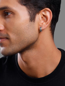GIVA - 925 Silver Oxidised Modern Hoop Earrings For Men