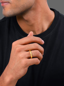 GIVA - 925 Silver Golden Elegant Pattern Ring Band For Men