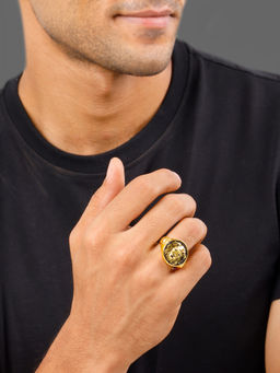 GIVA - 925 Silver Golden Roar Of Lion Ring For Men