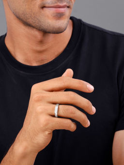 GIVA - 925 Silver Zircon Rectangle Adjustable Ring For Men