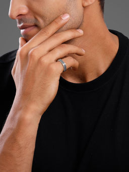 GIVA - 925 Oxidised Silver Meraki Ring For Men