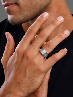 GIVA - 925 Silver Hexa Brilliance Ring For Men