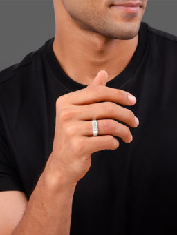 GIVA - 925 Silver Textured Edge Ring For Men