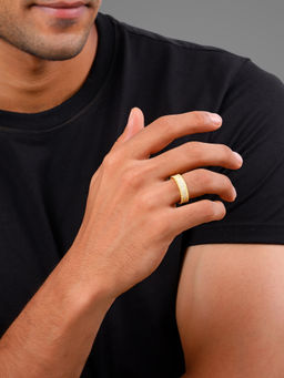 GIVA - 925 Silver Golden Bold Edge Ring For Men