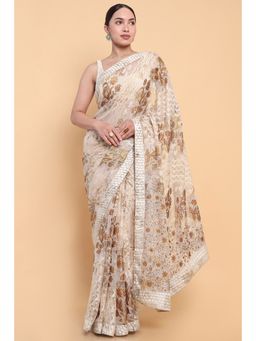 Soch - Women Beige Georgette Floral Saree