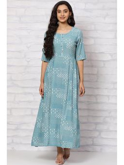 Rangriti - Grey Viscose Rayon Flared Dress