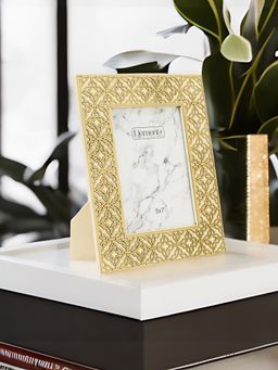 At Home by Nilkamal - Plexus Rectangular Table Photo Frame|5 x 7 inches|Gold
