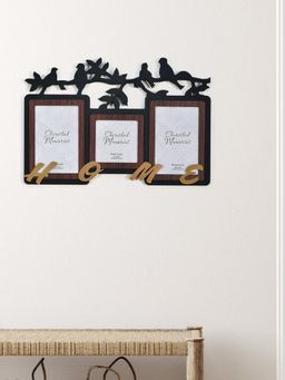 At Home by Nilkamal - 3 Pics Collage Home Photo Frame (Black & Gold)