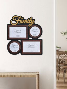 At Home by Nilkamal - 4 Pics Collage Family Photo Frame (Black & Gold)