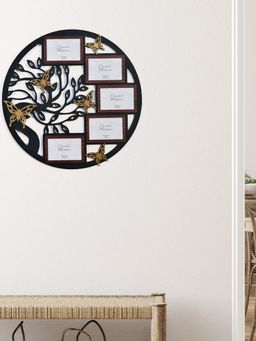 At Home by Nilkamal - 5 Pics Collage Tree Butterfly Photo Frame (Black & Gold)