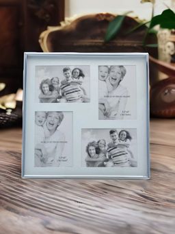 At Home by Nilkamal - 4 Pics Collage Square Photo Frame (Silver)