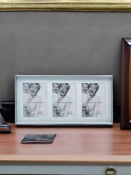 At Home by Nilkamal - 3 Pics Collage Horizontal Photo Frame (Silver)