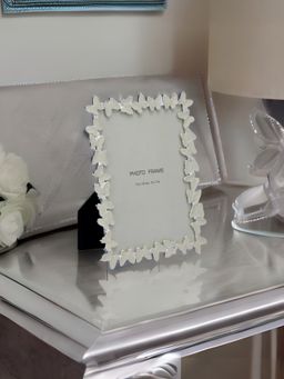 At Home by Nilkamal - Butterflies Photo Frame (Silver & White) 8 x 6 in