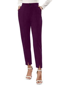 Odette - Purple Polyester Straight Leg Trouser for Women