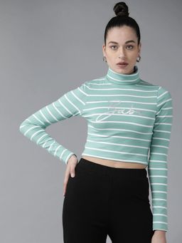 KASSUALLY - Blue Stripes Crop Top