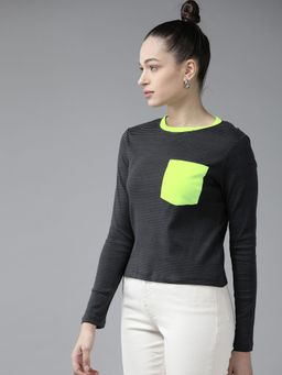 KASSUALLY - Black Horizontal Striped Top