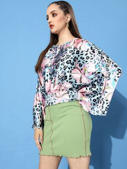 KASSUALLY - Blue Floral Resort Wear Top