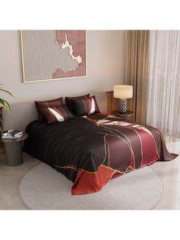 Stoa Paris - Mosaic Symphony Amber Veil Printed Super King Bed Sheet with 4 Pillow Covers