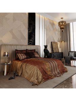 Stoa Paris - Untamed Enrich Cotton Golden Savannah Printed Super King Bed Sheet with 4 Pillow Covers