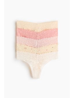 H&M - Women Yellow 5-Pack Lace Thong Briefs