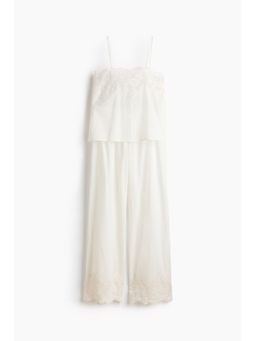 H&M - Women White Lace-Trimmed Cotton Pyjamas