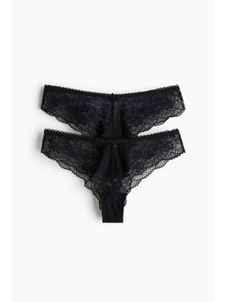 H&M - Women Black 2-Pack Lace Brazilian Briefs