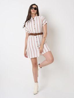 BLNK - Strip A-Line Shirt Midi Dress
