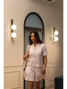 Sugnaa - Textured Button-Down Dress - Ivory Confetti