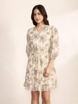 Kazo - Crimson Mini Dress With Belt