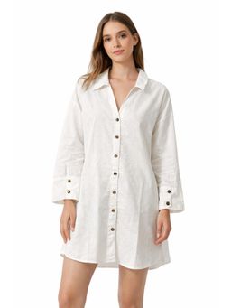 NOBARR - Womens White Linen Shirt Dress