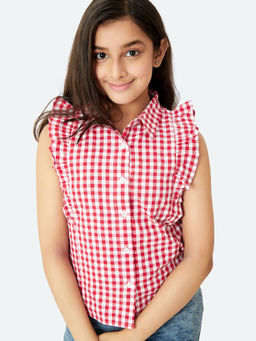 Olele - Regina Ruffled Red Checks Shirt