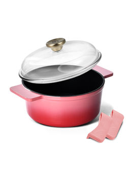 Bergner - Excalibur Light Cast Iron Induction Bottom Pink Casserole with Lid