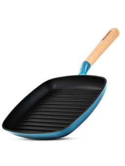 Bergner - Excalibur Light Cast Iron Induction Bottom Blue Square Grill Pan (24 cm)