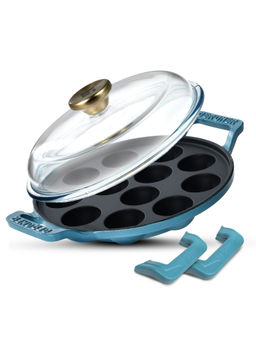 Bergner - Excalibur Light Cast Iron Induction Bottom Blue Paniyarakal with Lid (22 cm)