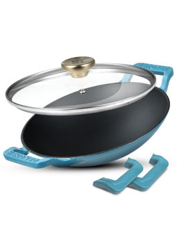 Bergner - Excalibur Light Cast Iron Induction Bottom Blue Pan with Lid (22 cm)