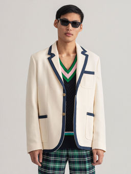 GANT - Men Off White Solid Regular Blazer