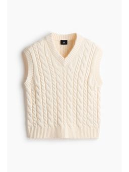 H&M - Men White Relaxed Fit Cotton Vest Sweater