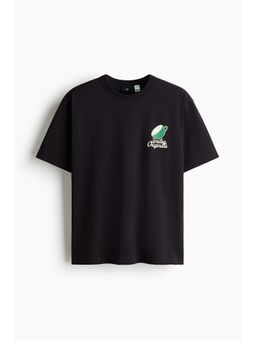 H&M - Men Brown Loose Fit Printed Cotton T-Shirt