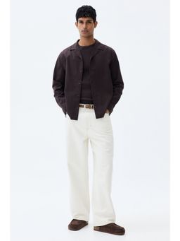 H&M - Men Brown Relaxed Fit Linen-Blend Resort Shirt