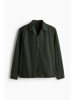 H&M - Men Green Relaxed Fit Linen-Blend Resort Shirt