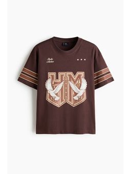 H&M - Men Brown Relaxed Fit Printed Cotton T-Shirt