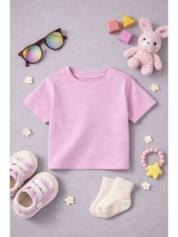 The Fit Theory - Lavender Short Sleeves Solid Round Neck T-Shirt