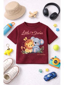 The Fit Theory - Maroon Short Sleeves Printed T-Shirt