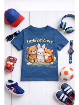 The Fit Theory - Blue Short Sleeves Printed T-Shirt