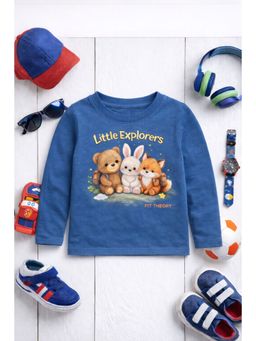 The Fit Theory - Blue Full Sleeves Graphic T-Shirt