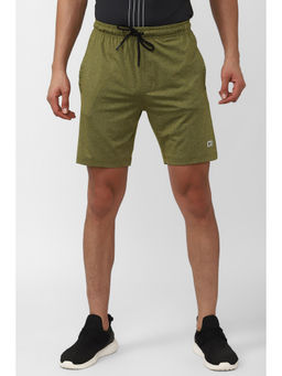 Peter England - Men Olive Textured Athletic Fit Casual Shorts