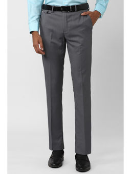 Van Heusen - Men Grey Textured Skinny Fit Formal Trouser