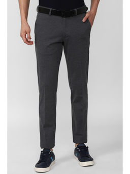 Van Heusen - Men Grey Solid Slim Fit Casual Trouser