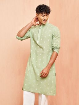 Vastramay - Mens Green Cotton Kurta
