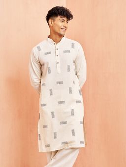 Vastramay - Mens Cream Cotton Kurta